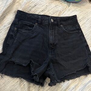American Eagle Outfitters Black Frayed Jean Shorts